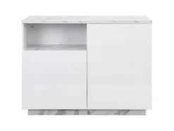 Ilha Central De Cozinha Com 2 Portas E 1 Nicho Em Mdf, Efeito Marmore Branco - Corelina