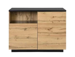 Ilha Central De Cozinha Com 2 Portas E 1 Nicho Em Mdf, Natural E Preto - Corelina
