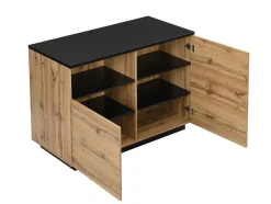 Ilha Central De Cozinha Com 2 Portas E 1 Nicho Em Mdf, Natural E Preto - Corelina