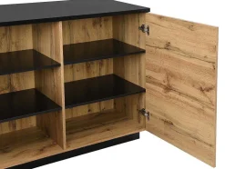 Ilha Central De Cozinha Com 2 Portas E 1 Nicho Em Mdf, Natural E Preto - Corelina