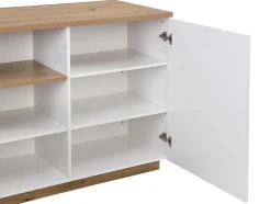 Ilha Central De Cozinha Com 2 Portas E 1 Nicho Em Mdf, Natural E Branco - Corelina