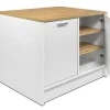 Ilha Central De Cozinha Com 2 Portas, Branco E Natural - Mechila