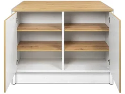 Ilha Central De Cozinha Com 2 Portas, Branco E Natural - Mechila