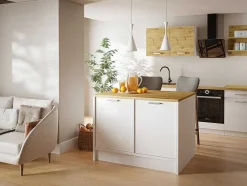 Ilha Central De Cozinha Com 2 Portas, Branco E Natural - Mechila