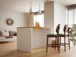 Ilha Central De Cozinha Com 2 Portas, Branco E Natural - Mechila