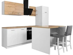 Ilha Central De Cozinha Com 2 Portas, Branco E Natural - Mechila
