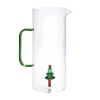 Jarro Com Arvore De Natal Em Vidro Transparente E Verde D.14,5 X A.24 - Mannie