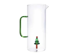 Jarro Com Arvore De Natal Em Vidro Transparente E Verde D.14,5 X A.24 - Mannie