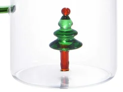 Jarro Com Arvore De Natal Em Vidro Transparente E Verde D.14,5 X A.24 - Mannie