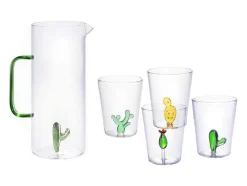 Jarro + Conjunto De 4 Copos Com Cacto - Puntia
