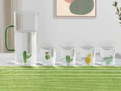 Jarro De Vidro Com Cacto Transparente E Verde O14,5 X A24 Cm - Olata
