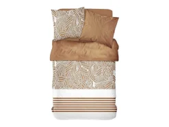 Jogo De Cama Motivo Tropical Algodao De 57 Fios/Cm , Capa De Edredão 240X260 Cm + 2 Fronhas 63X63 Cm Castanho E Branco - Nalania