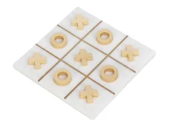 Jogo De Tabuleiro, Jogo Do Galo, Marmore E Latao Dourado E Branco, C20,5 X A2,5 X L20,5 Cm - Tactoe