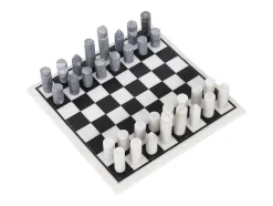 Jogo De Tabuleiro, Tabuleiro De Xadrez, Marmore Preto E Branco C30,5 X A2,54 X L30,5 Cm - Chessy