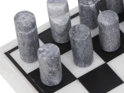Jogo De Tabuleiro, Tabuleiro De Xadrez, Marmore Preto E Branco C30,5 X A2,54 X L30,5 Cm - Chessy