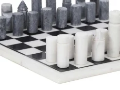 Jogo De Tabuleiro, Tabuleiro De Xadrez, Marmore Preto E Branco C30,5 X A2,54 X L30,5 Cm - Chessy