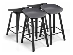 Kiel - Conjunto De 4 Bancos De Design Em Metal E Pp Preto