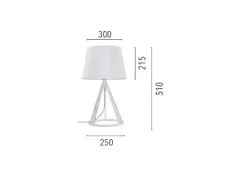 Lampada De Mesa Konan, Carvalho Branqueado, Vermelho, Antracite, 30X30X51 Cm, Epikasa