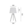 Lampada De Mesa Tripod, Carvalho, Bege, 30X30X55,5 Cm, Epikasa