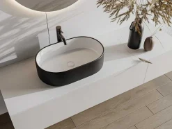 Lavatório De Casa De Banho Iwa - Bicolor Preto E Interior Branco