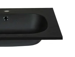 Lavatório De Encastrar Em Resina Efeito Pedra Preto C60 X L46 Cm - Okiwa
