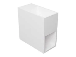 Lavatório Suspenso Branco Solid Surface Com Nicho, Torneira A Esquerda 40 Cm - Pumori