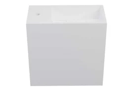 Lavatório Suspenso Branco Solid Surface Com Nicho, Torneira A Esquerda 40 Cm - Pumori