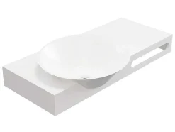 Lavatório Suspenso Em Solid Surface Com Toalheiro Cor Branco De C100 X L54 X A20 Cm - Yumiko
