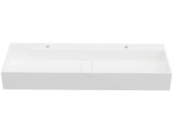 Lavatório Suspenso Em Solid Surface Cor Branco De C120 X L40 X A15 Cm - Yamdrok
