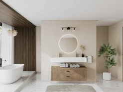 Lavatório Suspenso Em Solid Surface Cor Branco De C120 X L40 X A15 Cm - Yamdrok