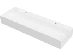Lavatório Suspenso Em Solid Surface Cor Branco De C120 X L40 X A15 Cm - Yamdrok