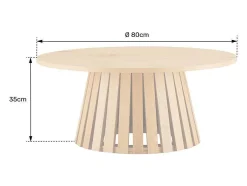 Liv Mesa De Centro Redonda 80Cm De Estilo Escandinavo Preta