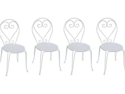 Lote De 4 Cadeiras De Jardim Em Metal Estilo Ferro Forjado - Branco - Guermantes