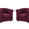 Lote De 2 Cadeiroes Chesterfield - Veludo Roxo