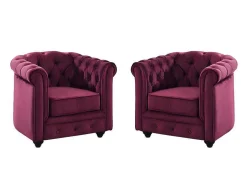 Lote De 2 Cadeiroes Chesterfield - Veludo Roxo