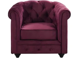 Lote De 2 Cadeiroes Chesterfield - Veludo Roxo