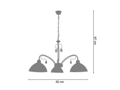 Lustre Tosel Bourgogne Vidro Braco Cetim D52 X H67 Cm