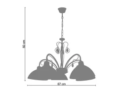 Lustre Tosel Bourgogne Vidro Braco Bege D67 X H50 Cm