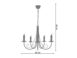 Lustre Tosel Cote D'Ivoire Lampada Decorativa Braco Cinza D60 X H80 Cm