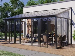 Marquise Em Aluminio E Policarbonato Com Protecao Uv 15,8 M Antracite - Mathilda