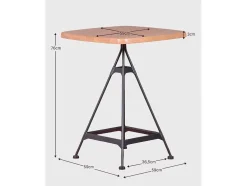 Mesa Alta Industrial Em Madeira De Faia E Aco Lacado (60X60Cm) - Amadeus - Faia Natural