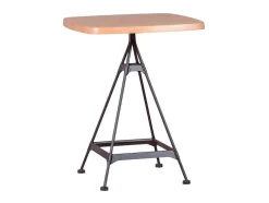 Mesa Alta Industrial Em Madeira De Faia E Aco Lacado (60X60Cm) - Amadeus - Faia Natural