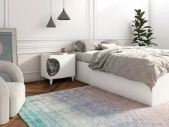 Mesa Animal Ellie - Branco/ Carvalho, Orificio De Entrada Lateral, 1 Porta.