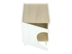 Mesa Animal Ellie - Branco/ Carvalho, Orificio De Entrada Lateral, 1 Porta.