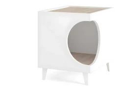 Mesa Animal Ellie - Branco/ Carvalho, Orificio De Entrada Lateral, 1 Porta.