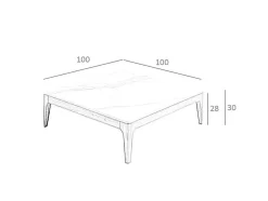 Mesa Cafe Quadrada Com Tampo De Calacatta Imitando Vidro De Marmore Sobre Estrutura De Madeira 2042