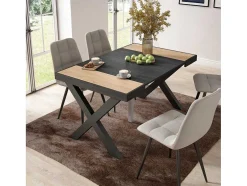 Mesa Consola Extensivel, 140, Para 6 Péssoas, Pés De Madeira, Carvahlo E Preto