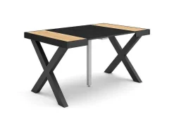 Mesa Consola Extensivel, 140, Para 6 Péssoas, Pés De Madeira, Carvahlo E Preto