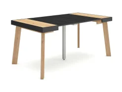 Mesa Consola Extensivel, 160, Para 8 Péssoas, Pés De Madeira, Carvahlo E Preto