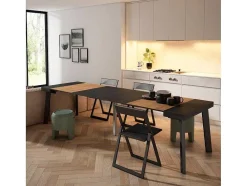 Mesa Consola Extensivel, 300, Para 14 Péssoas, Pés De Madeira, Preto E Carvahlo
